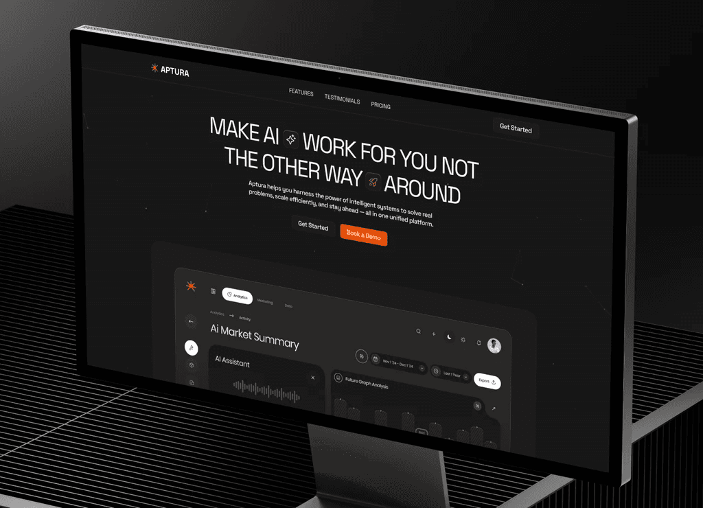 Dark website design with conversion form