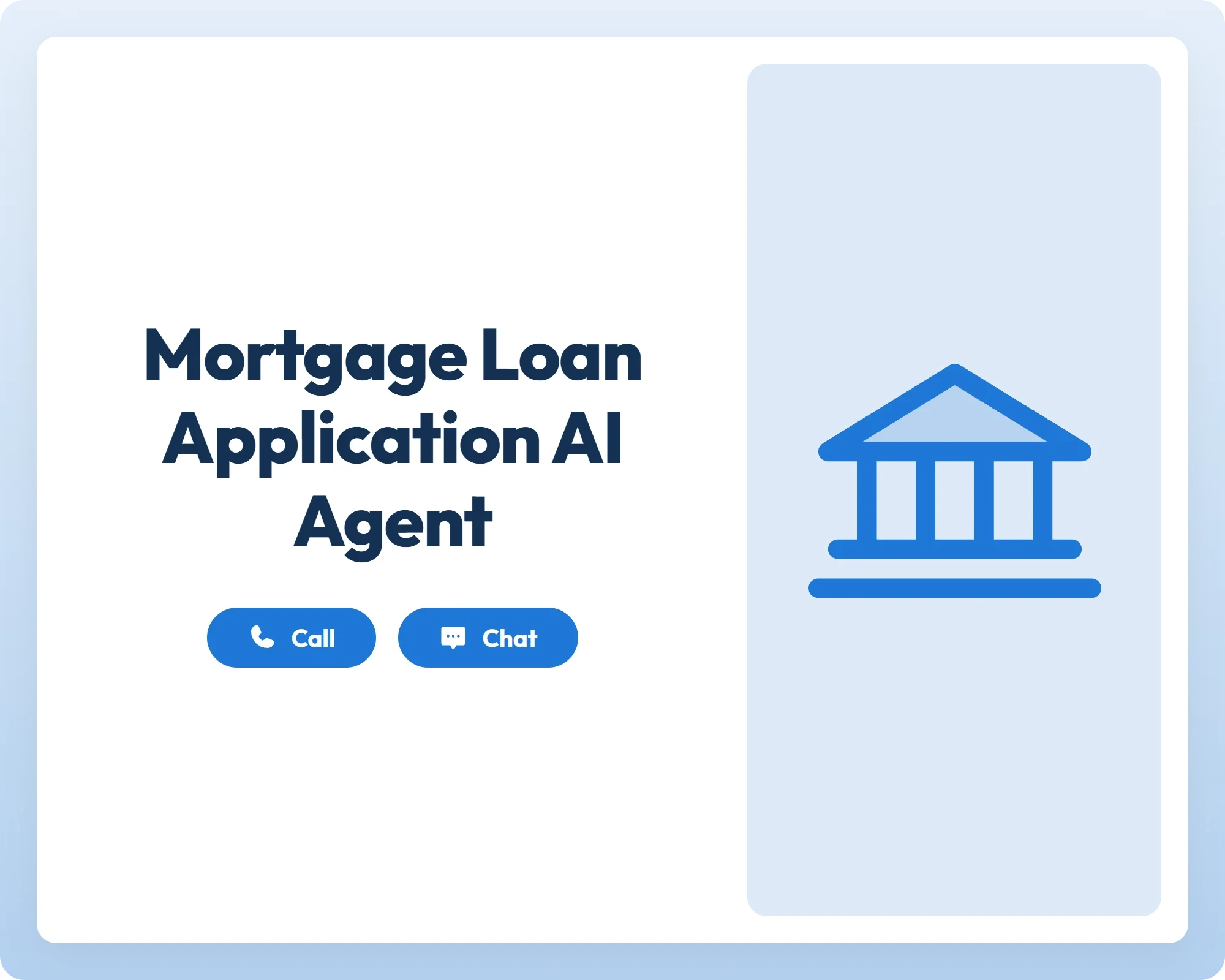 ai financial intake agent supporting call and chat with a bank icon panel