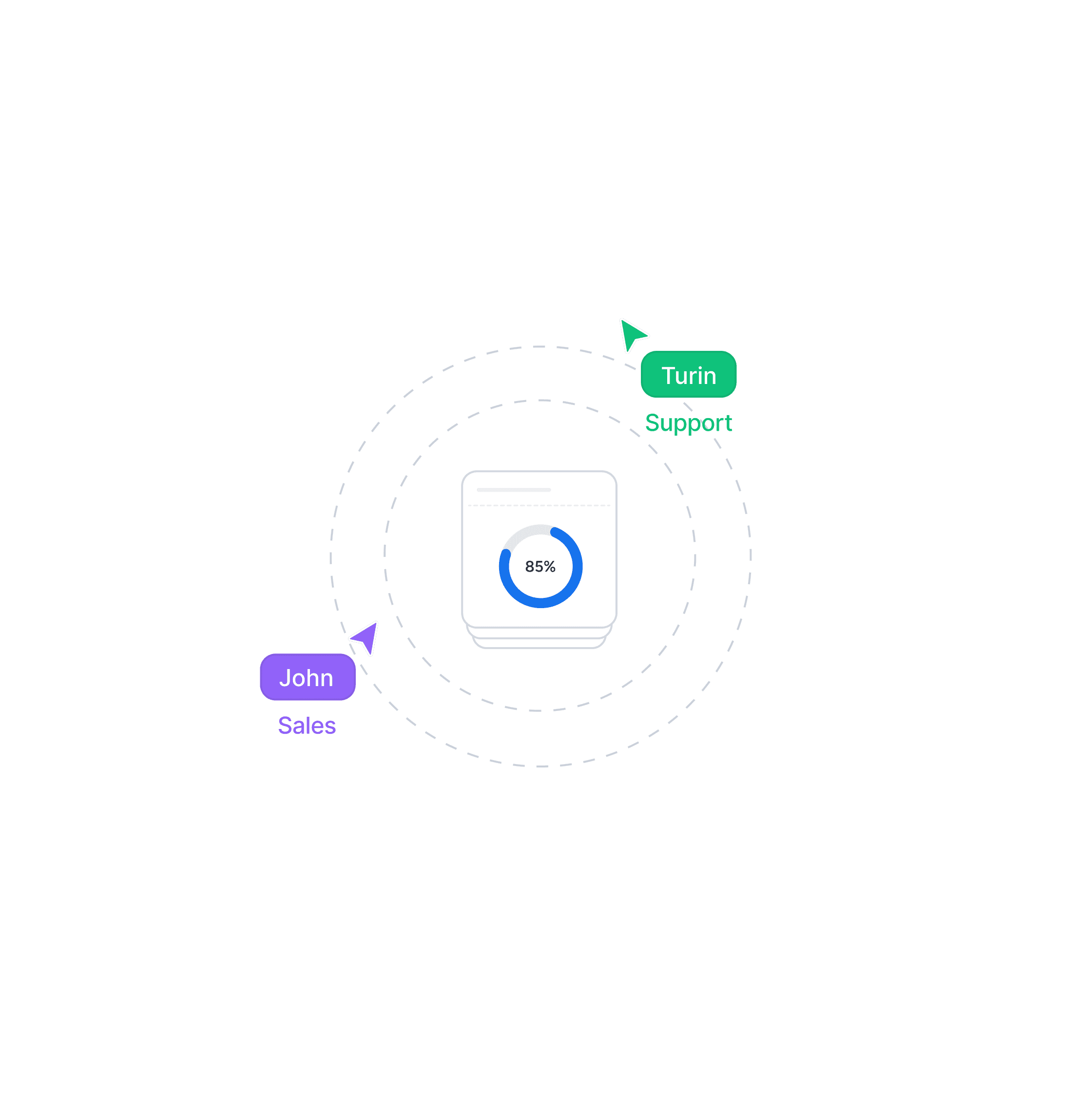 A central circle surrounded by two concentric circles, creating a layered circular design.