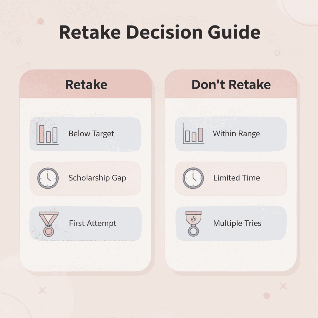 Comparison chart showing when to retake vs not retake the SAT