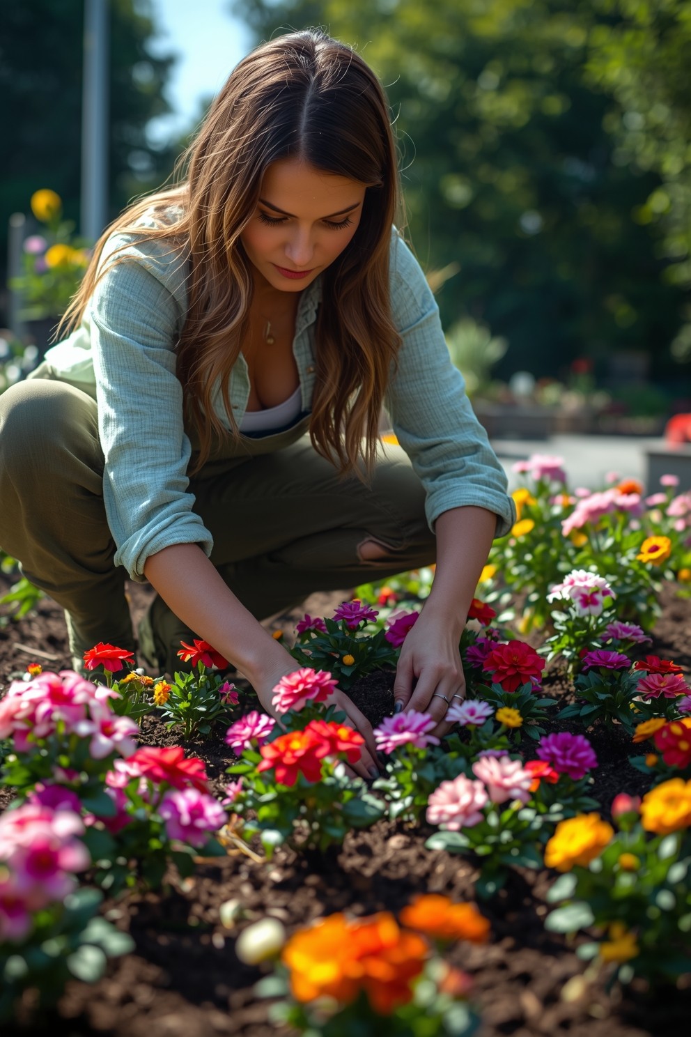 woman with plants