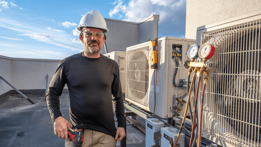 Photo of man repairing Air Conditioning