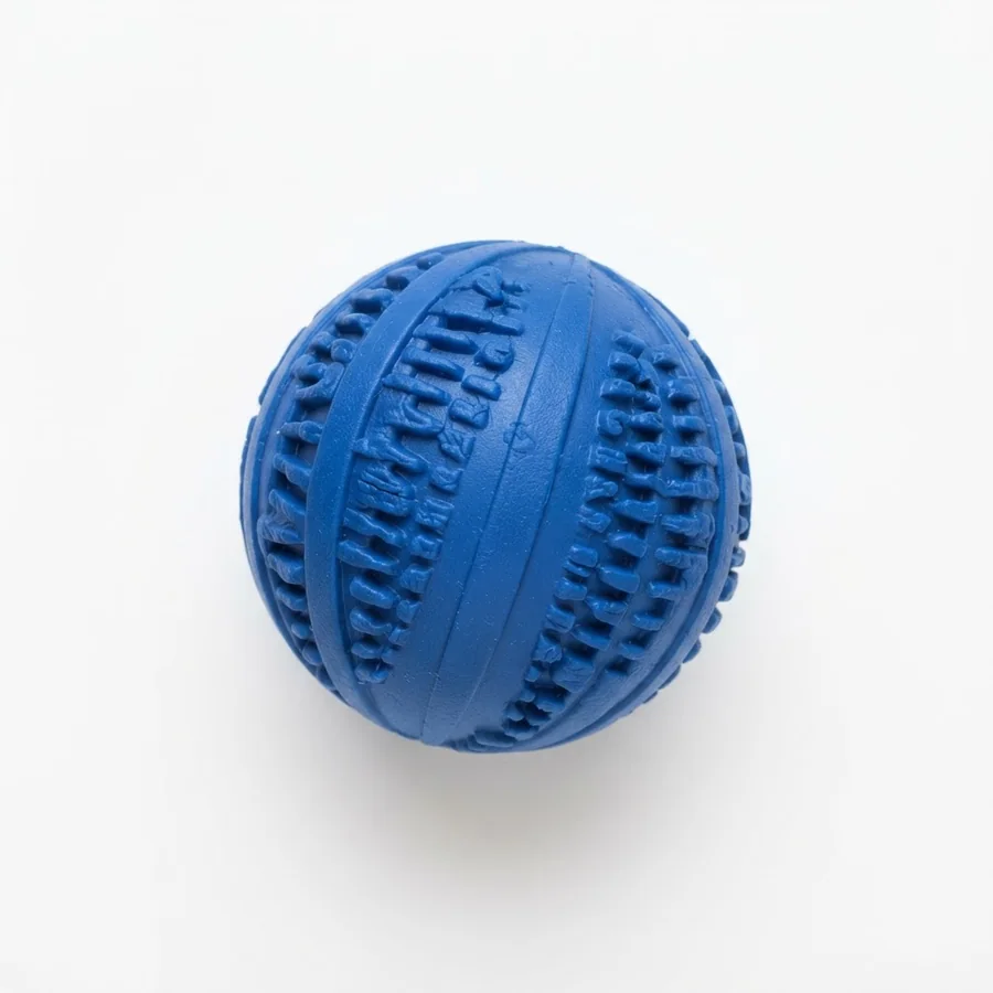 Blue ridged rubber ball