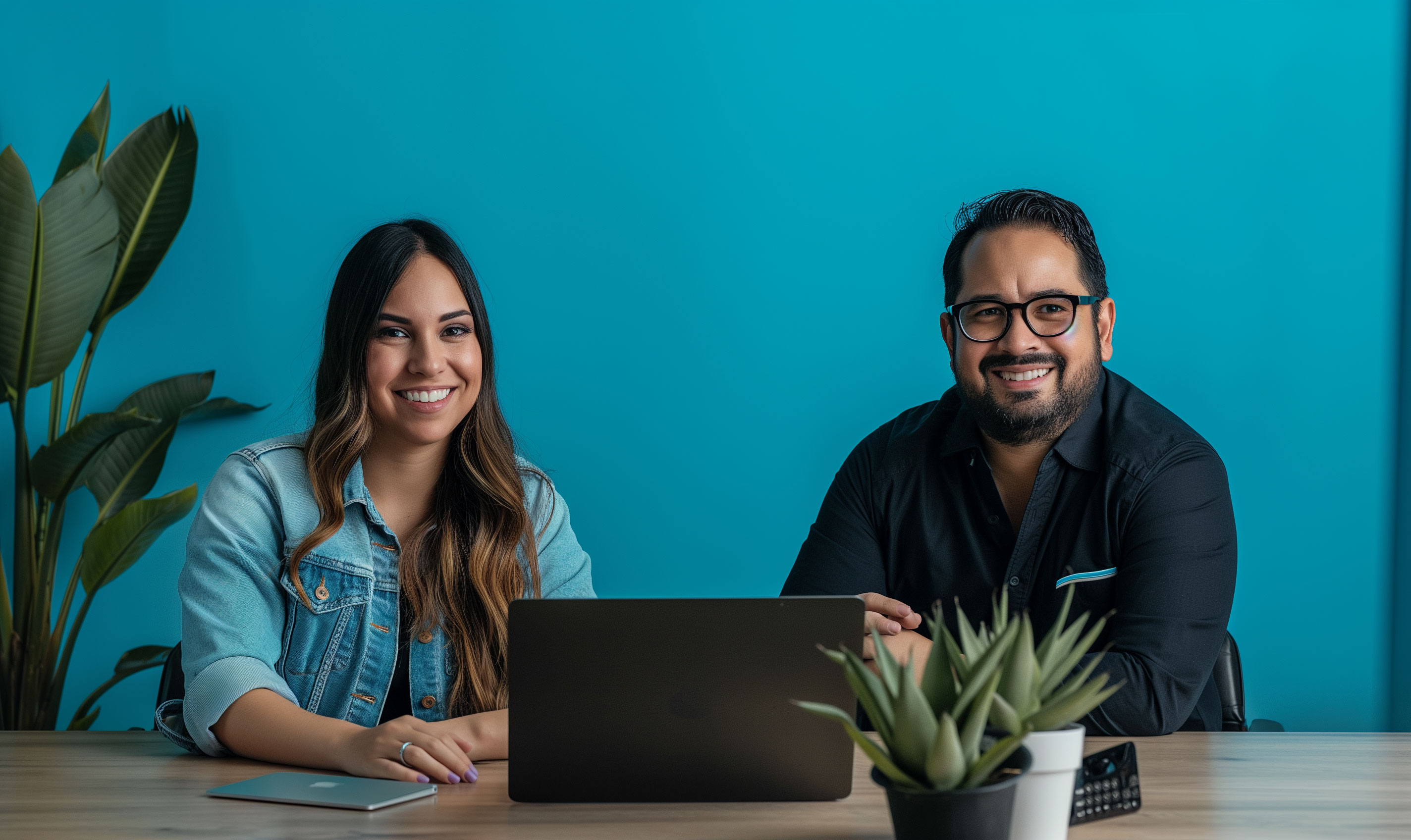 Dois micro empresários felizes com o sistema para cadastros.