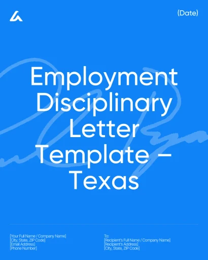Employment Disciplinary Letter Template – Texas