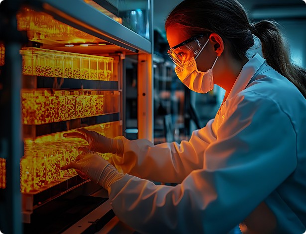 Femme en blouse blanche dans un laboratoire
