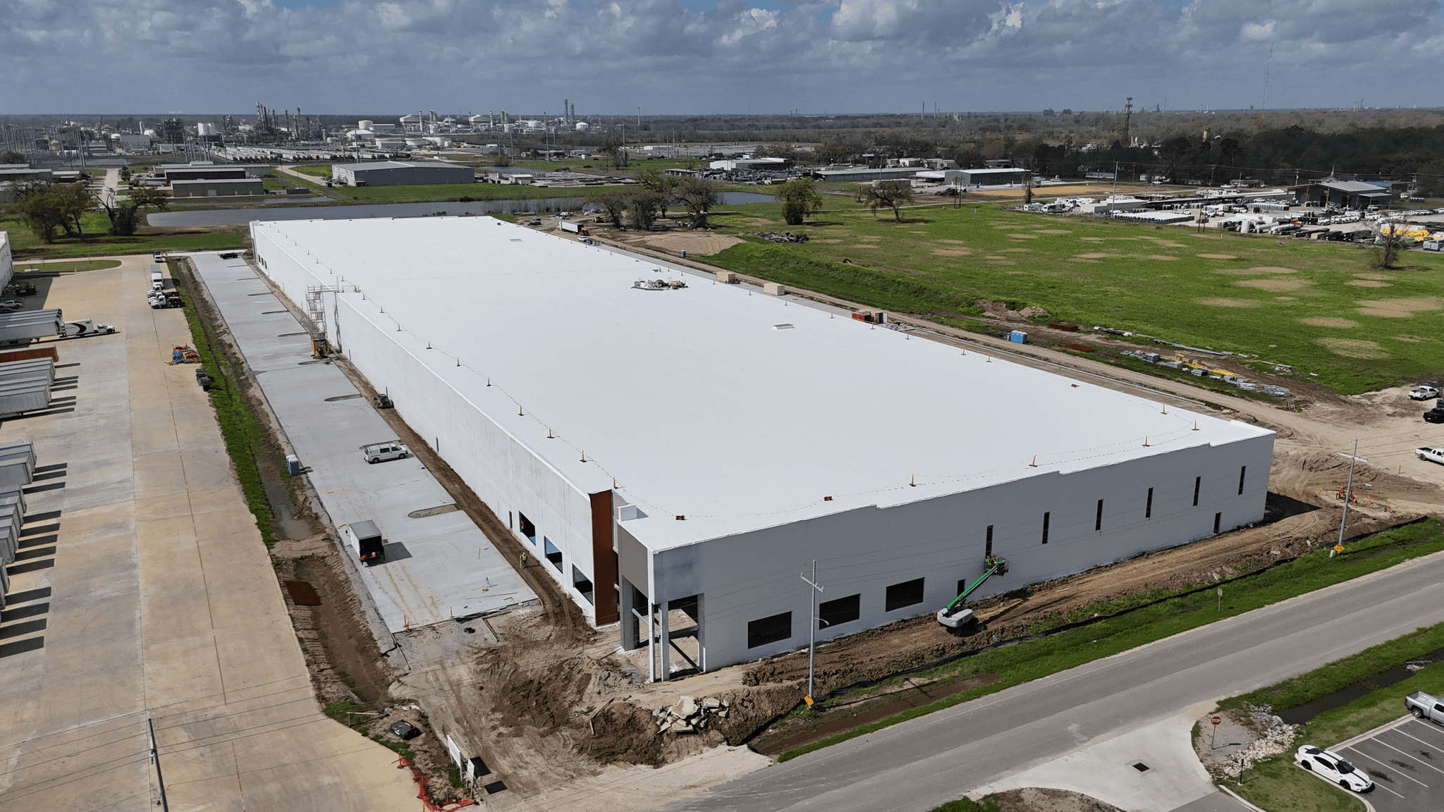 Aerial view of the Rivermark Phase II industrial development site in Geismar, Louisiana.