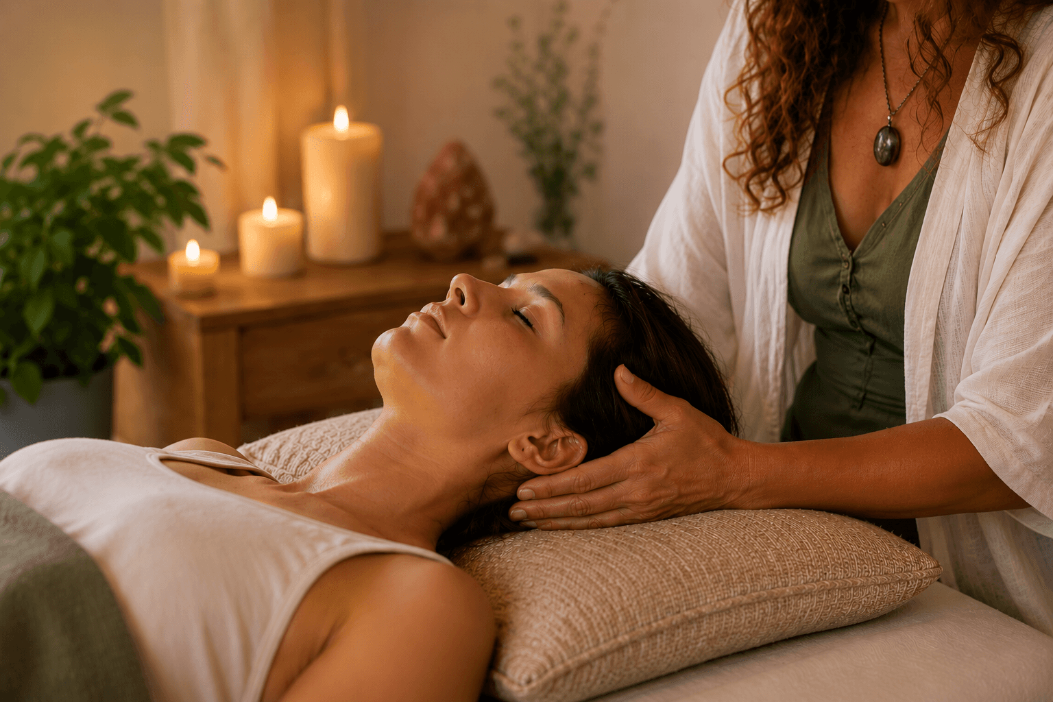 Craniosacral therapy session at Coyote Star Healing Arts in Sedona, Arizona.