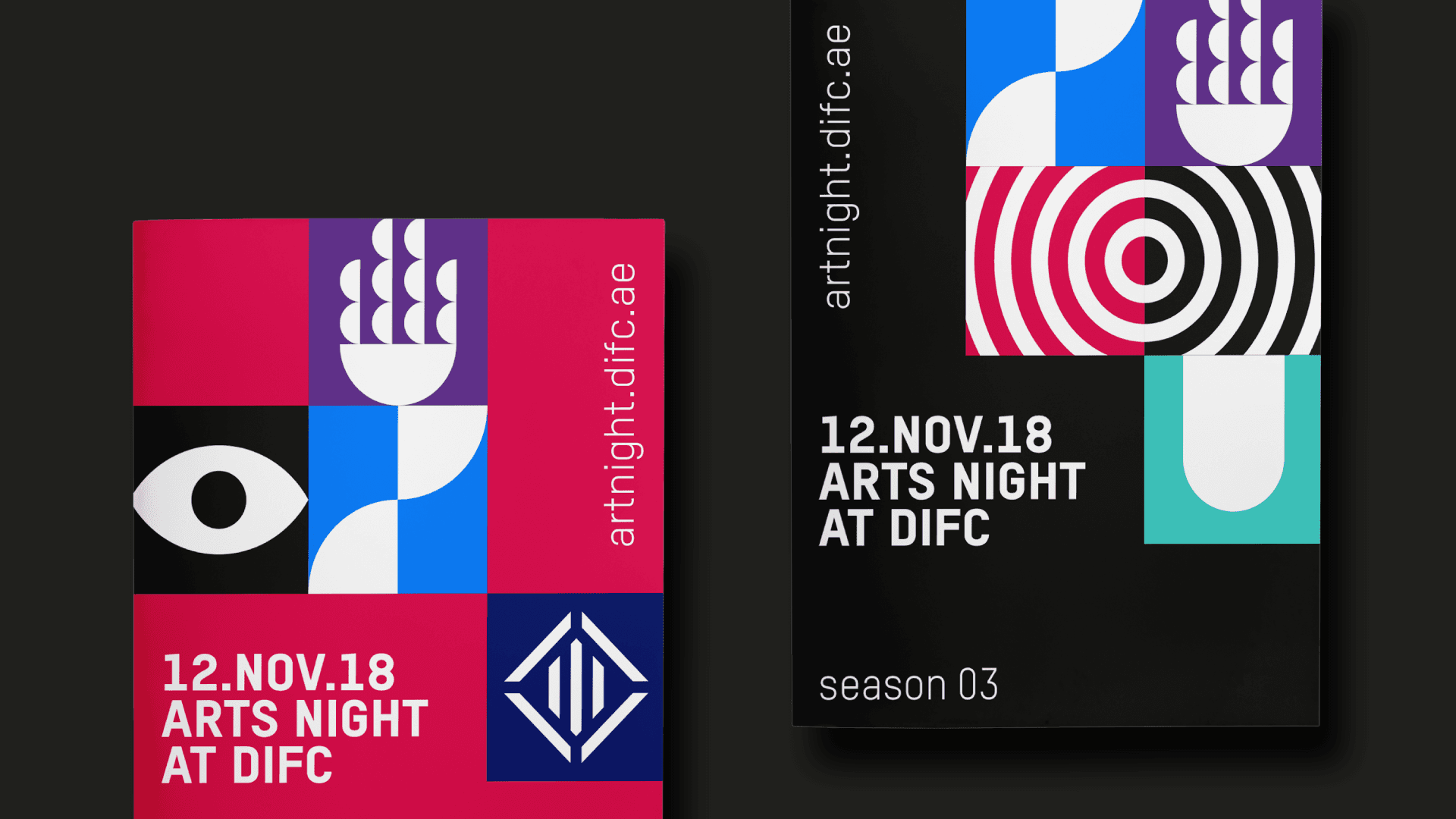 DIFC ART NIGHTS, DUBAI, UAE, PUBLICATIONS, COVER, DESIGN A4, 5 senses, ICONS, Design