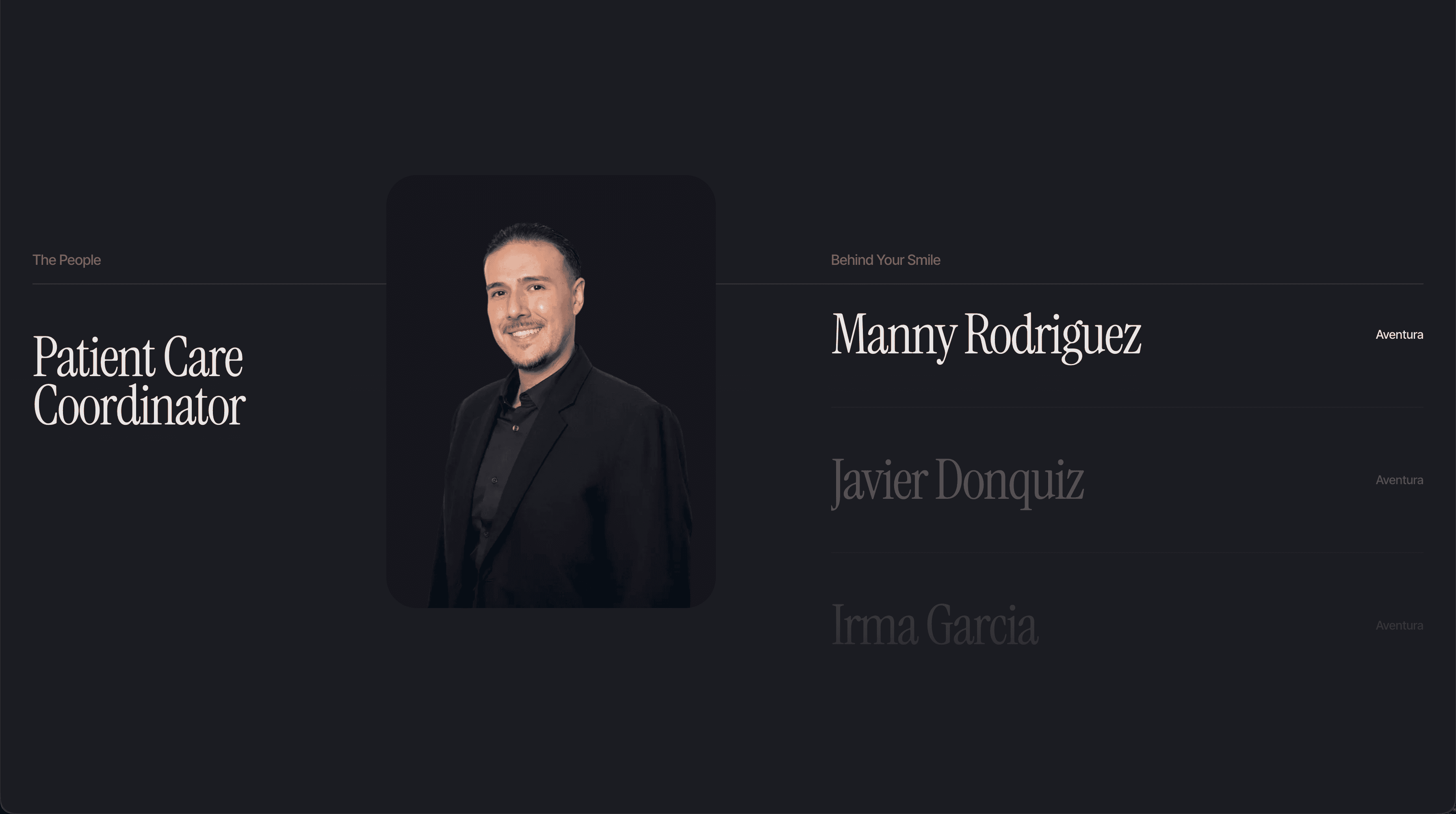 Aventura Dental Arts | Screeshot - Desktop : slider de profils
