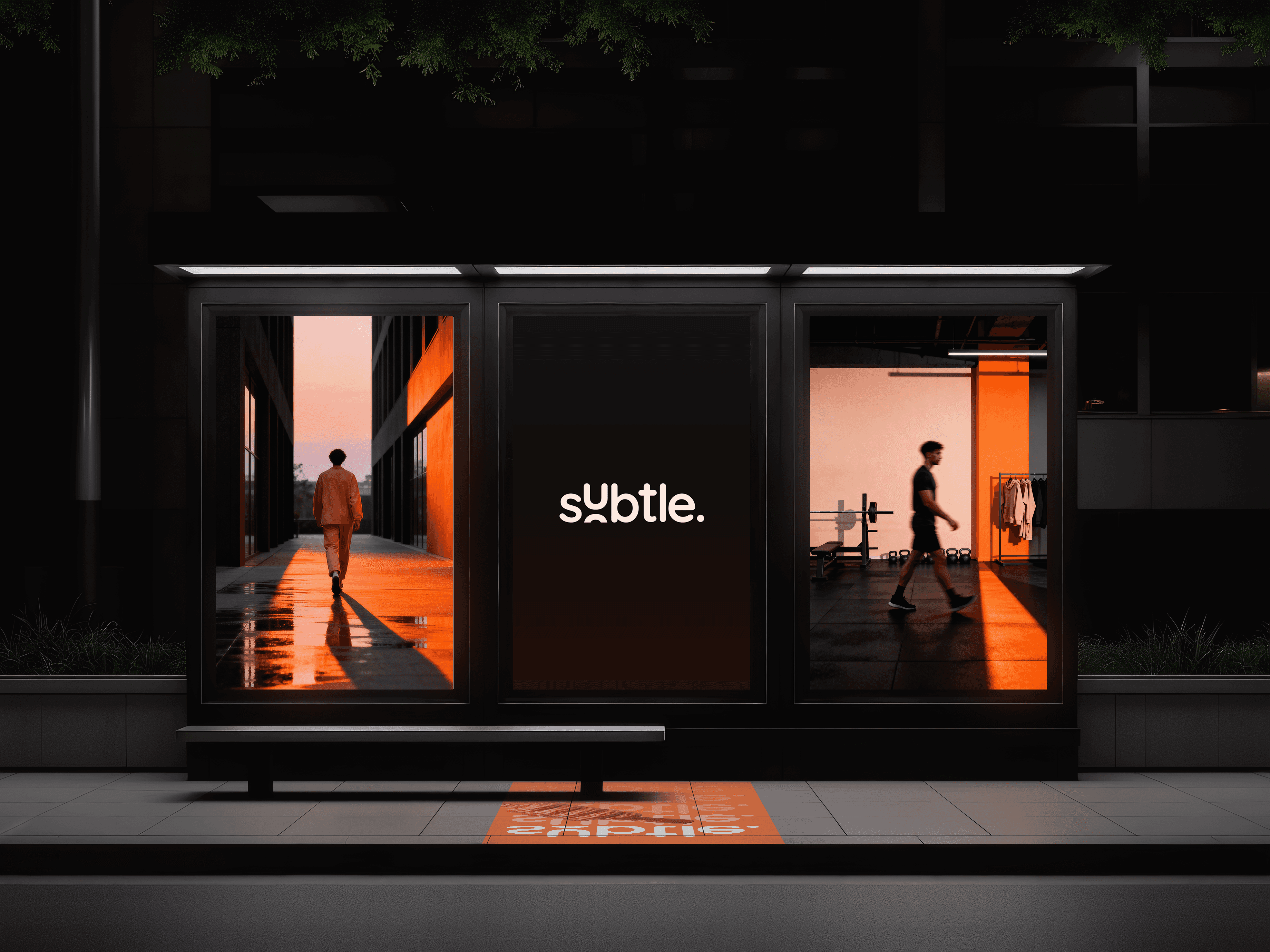 Subtle brand apparel design showing a blue fitness t-shirt worn by an athlete, part of a lifestyle branding system — brand identity and merchandise design by Kutub Raja, brand designer.