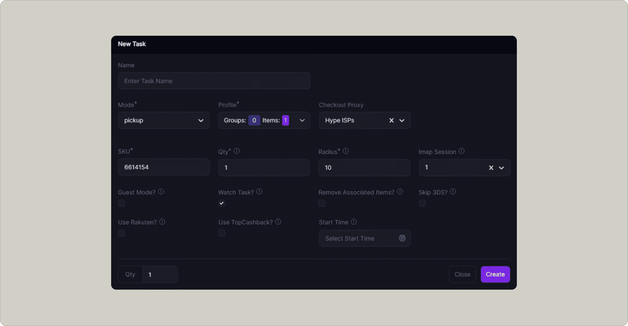 Checkout/pickup mode setup in hypeproxies