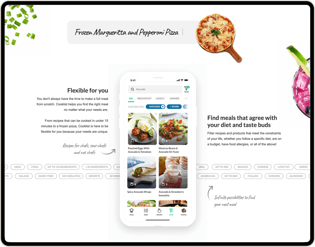 Cooklist's website homepage
