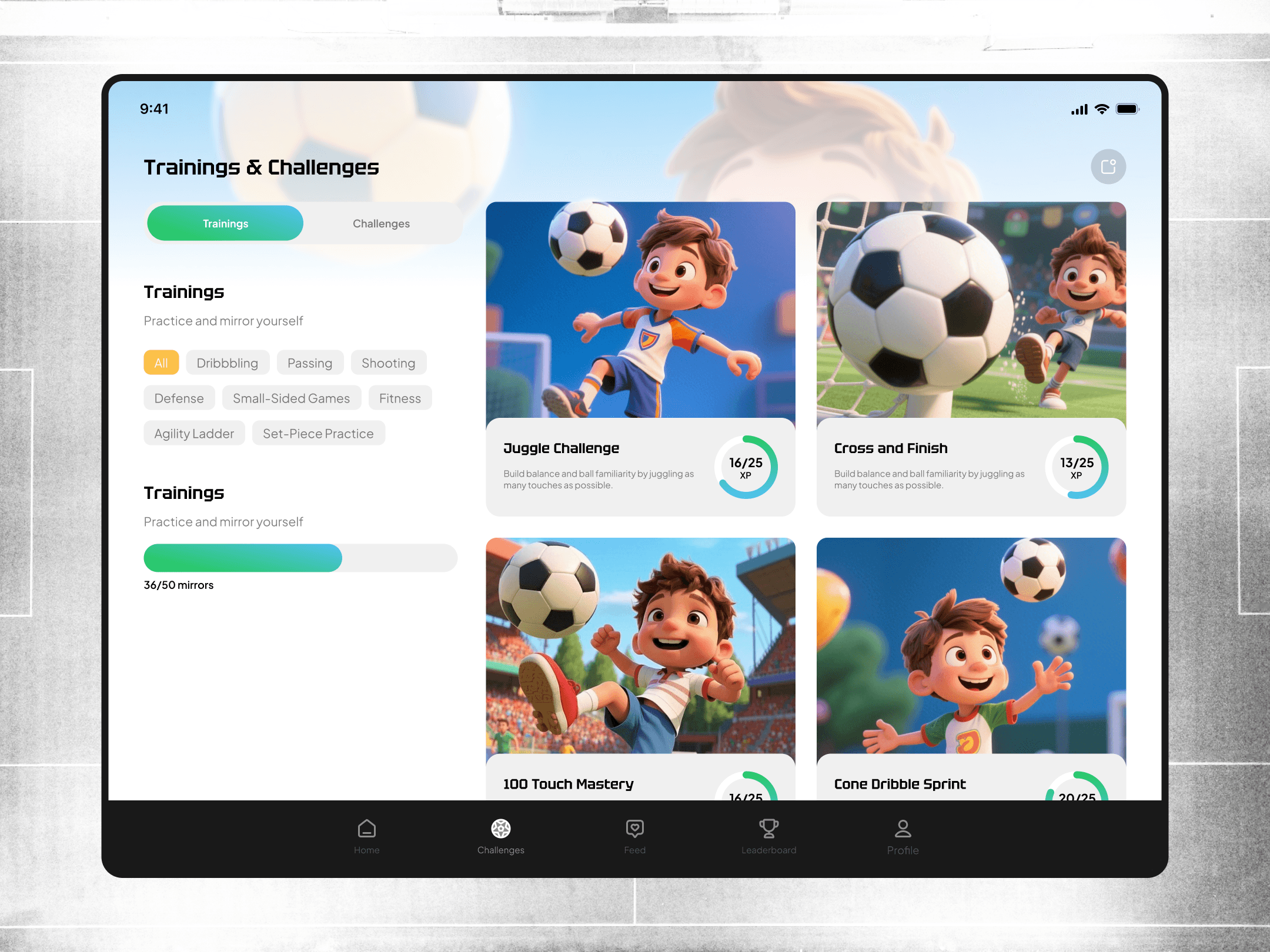 Image of FootyXP Tablet App Design