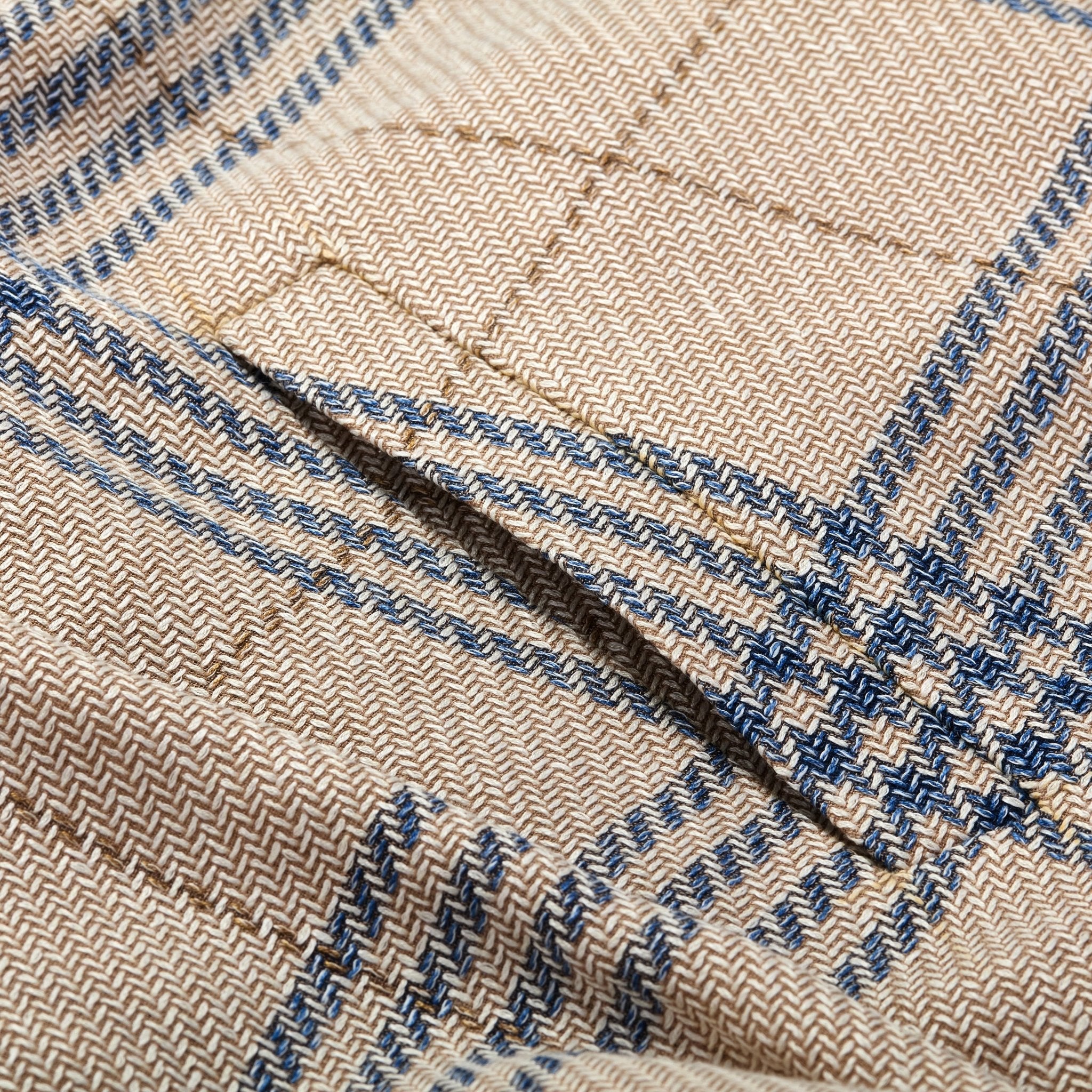 Beige with Blue Check Overshirt - Adda River