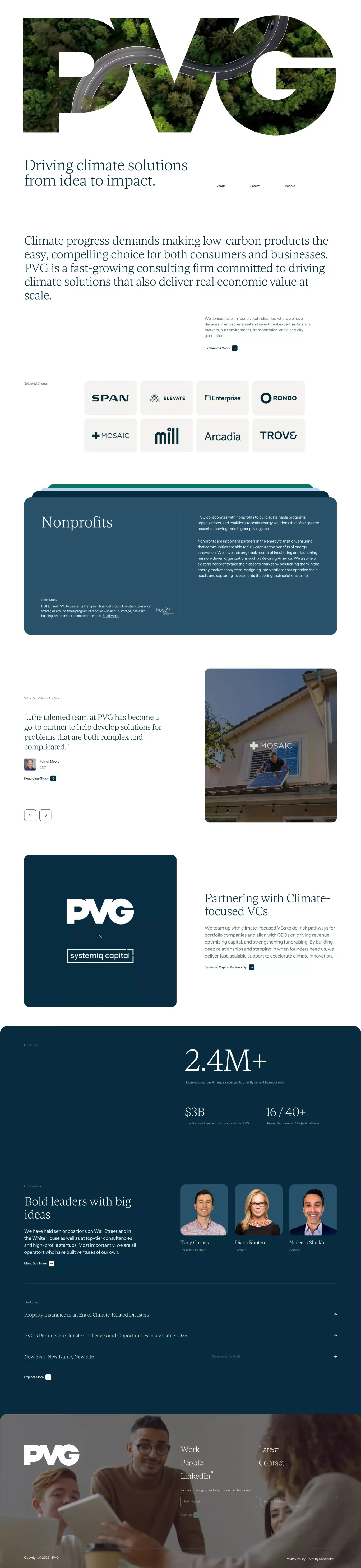 Purpose Venture Group – PVG landing page screenshot showcasing Nature and Tech design