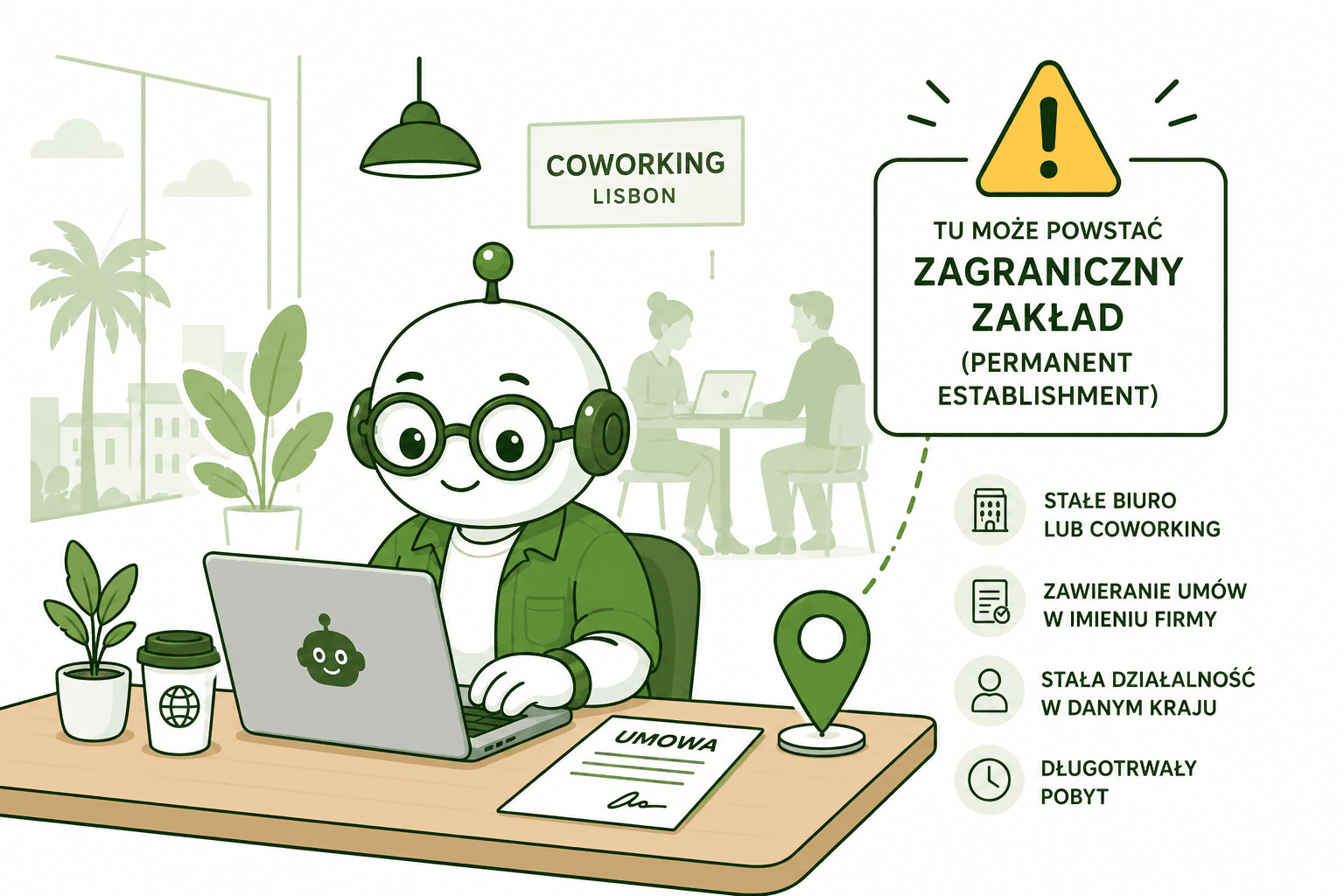 zakład podatkowy PE przy pracy zdalnej za granicą ilustracja