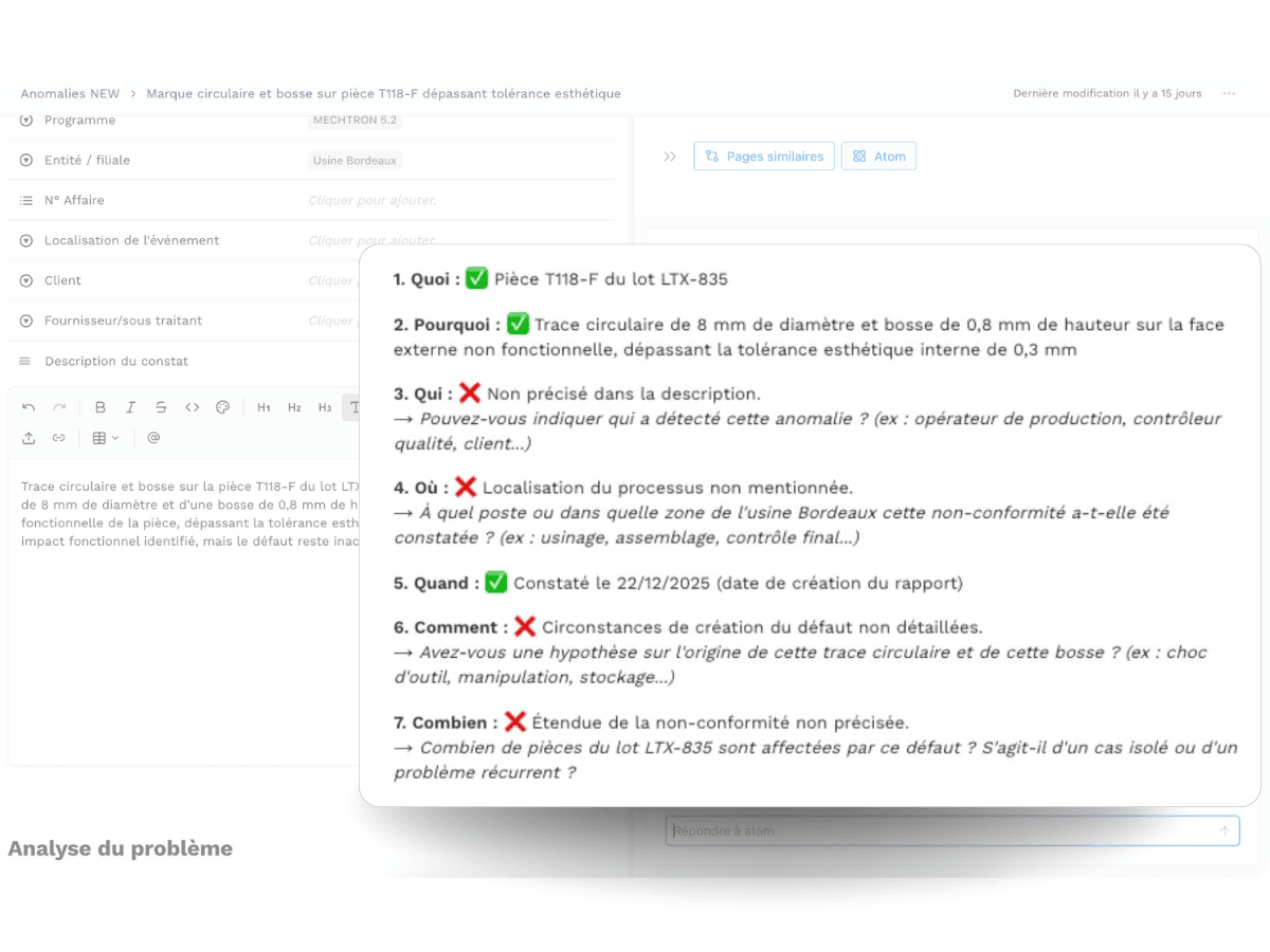guidage par l'IA pour rédiger une FNC