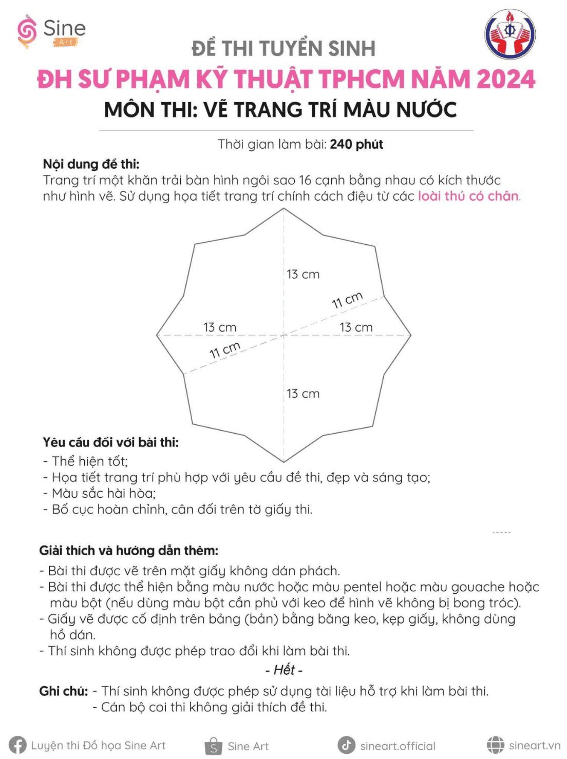 Đề thi Trang trí màu Đại học Sư phạm kỹ thuật TPHCM qua các năm