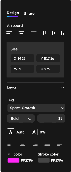 Properties panel image