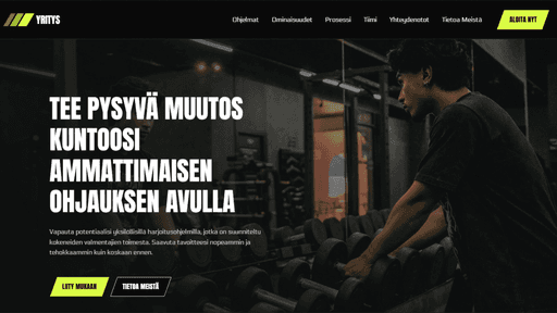 Kuntosalivalmennuksen nettisivu – vahva ja myyvä design