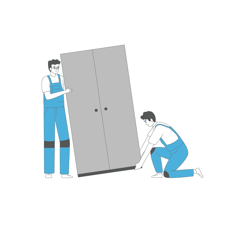 cboins and sons movers assemblying a wardrobe