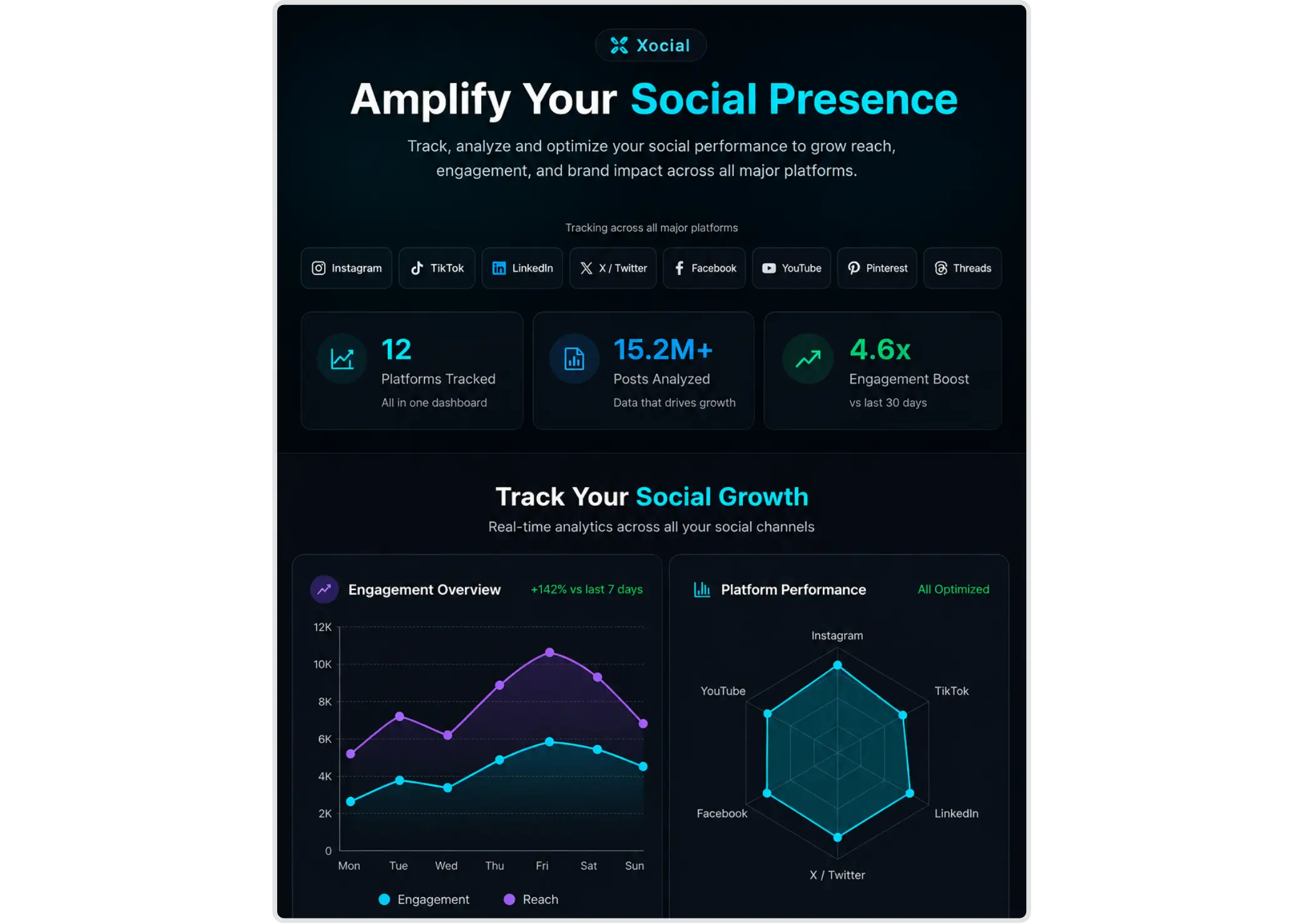 RankRabbit social analytics dashboard tracking social presence and engagement.