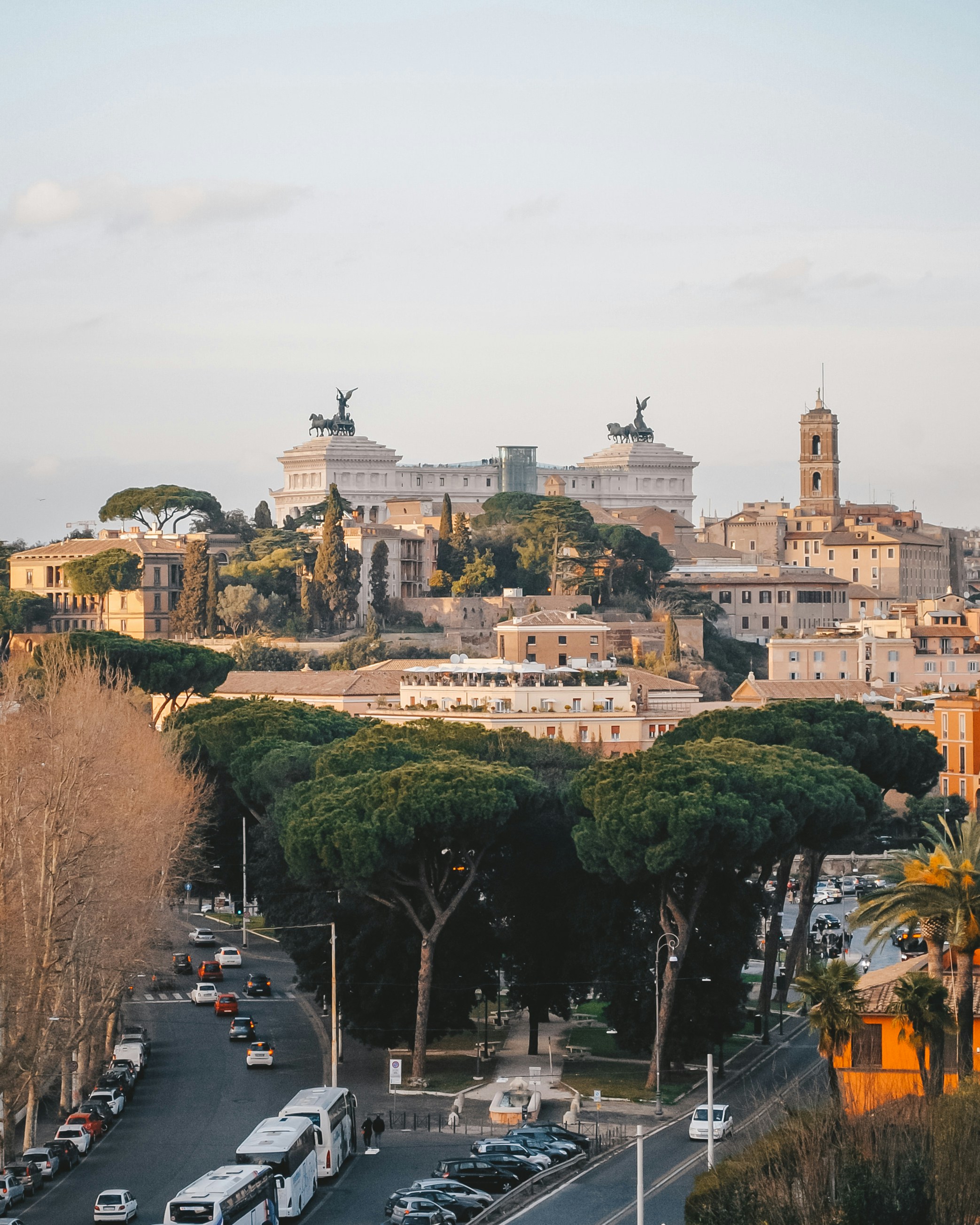 a city with many buildings and trees