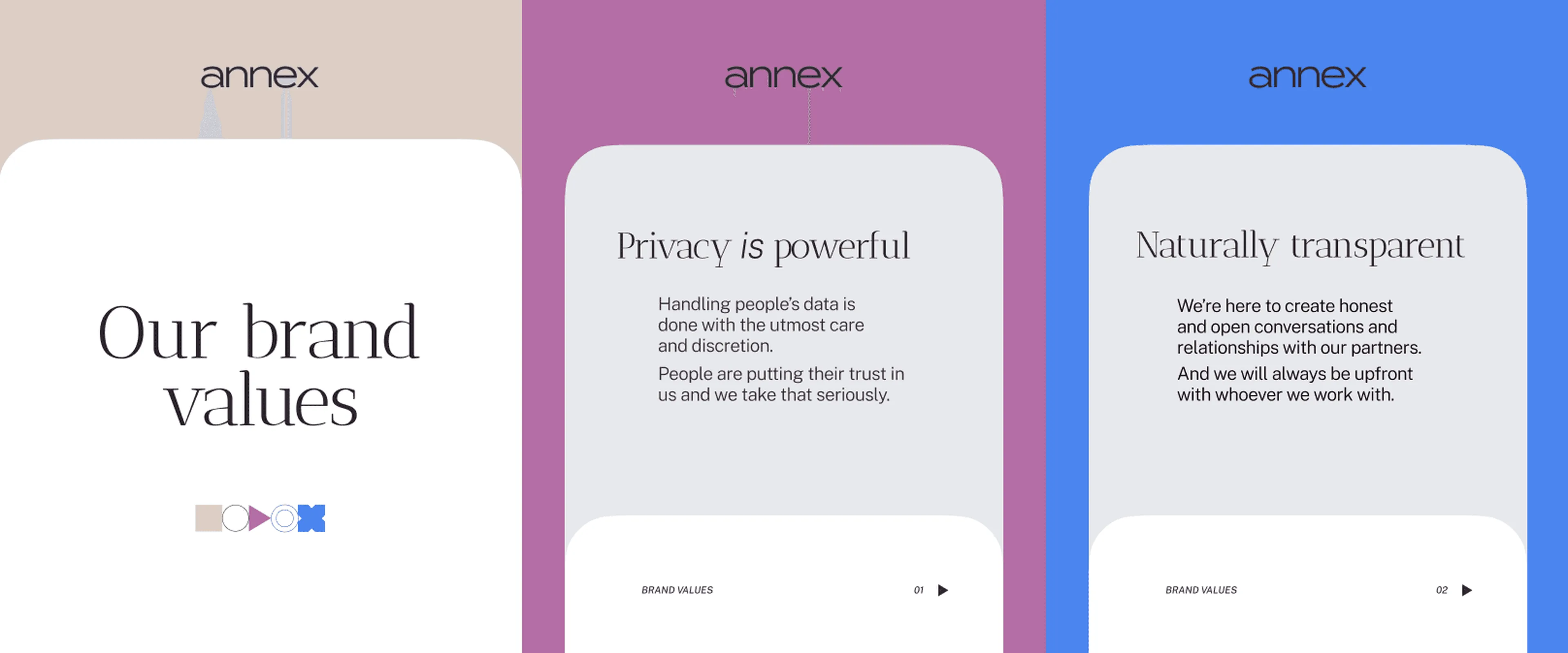 Annex brand values and colour palette