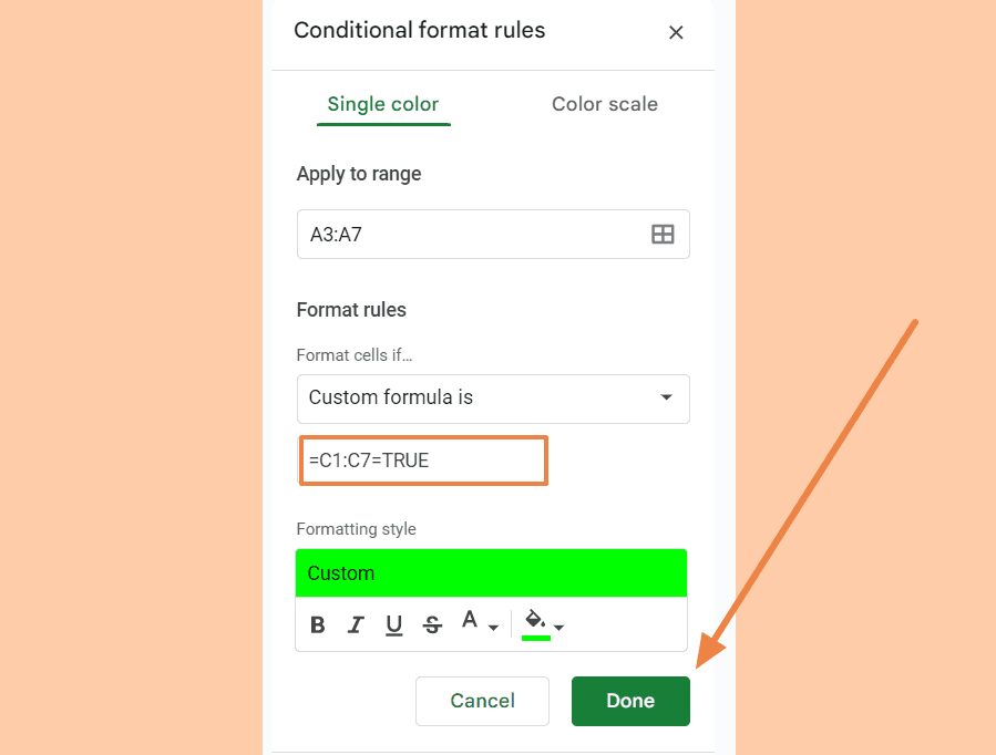 Choose your preferred formatting style, such as strikethrough or a color change.