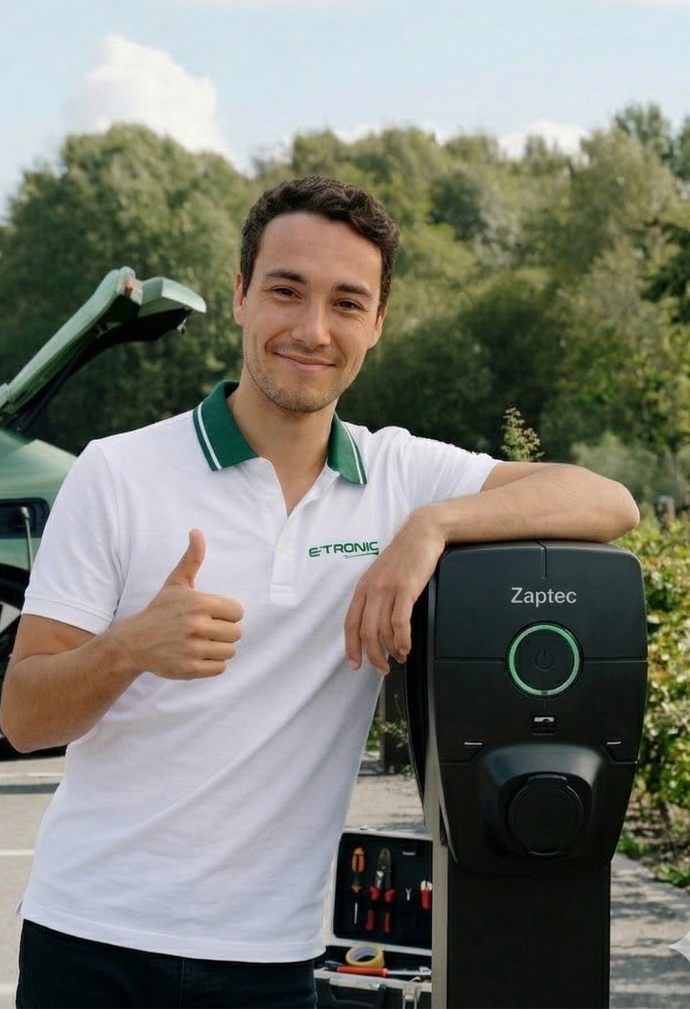 men with solar panel.