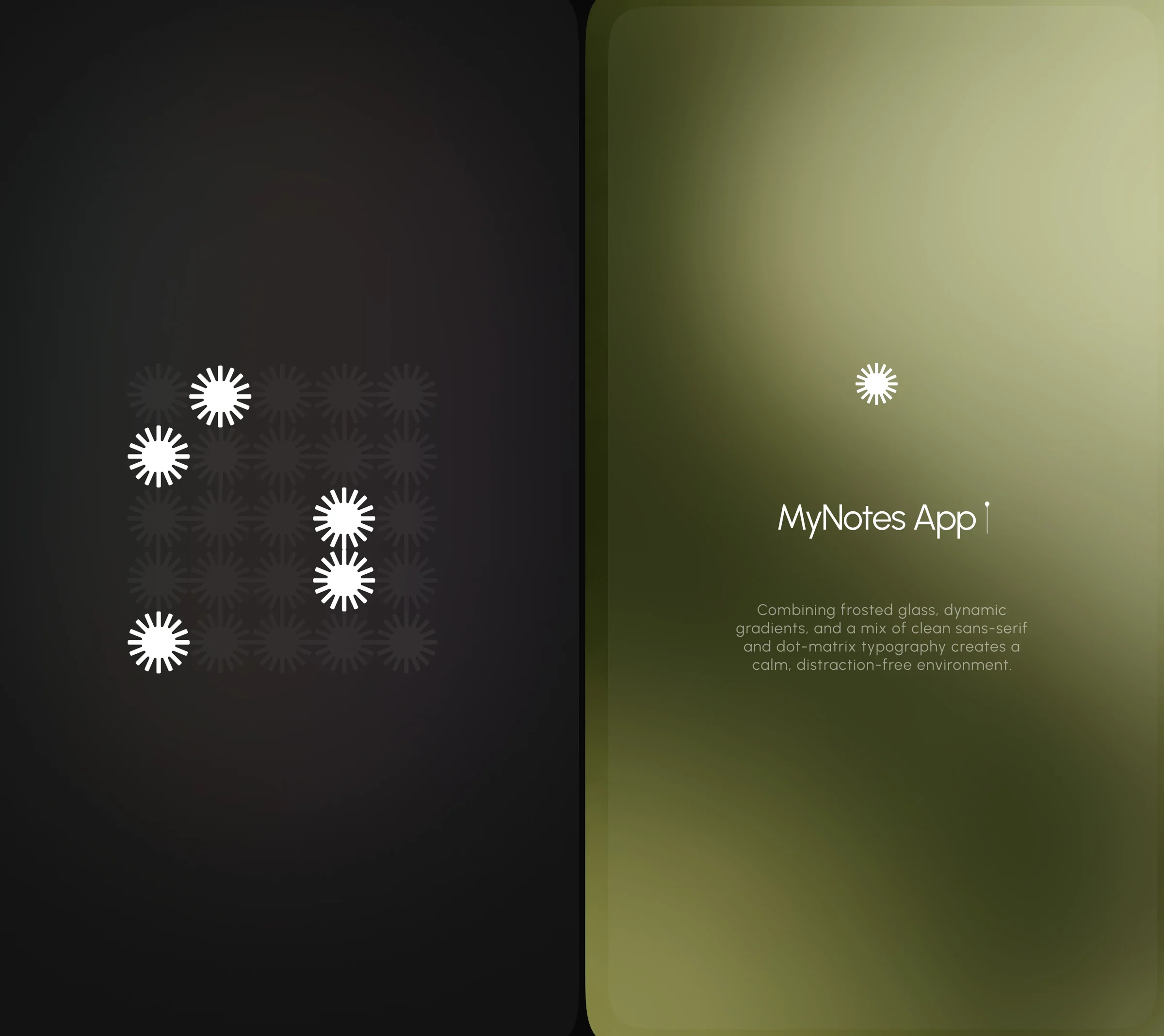 The sunburst mark and the MyNotes app screen