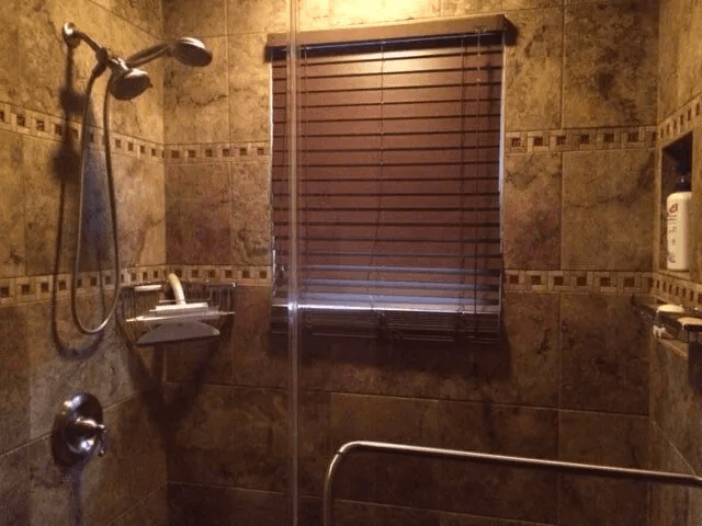 Newly renovated shower installation by Shilling's Carpets & Floors