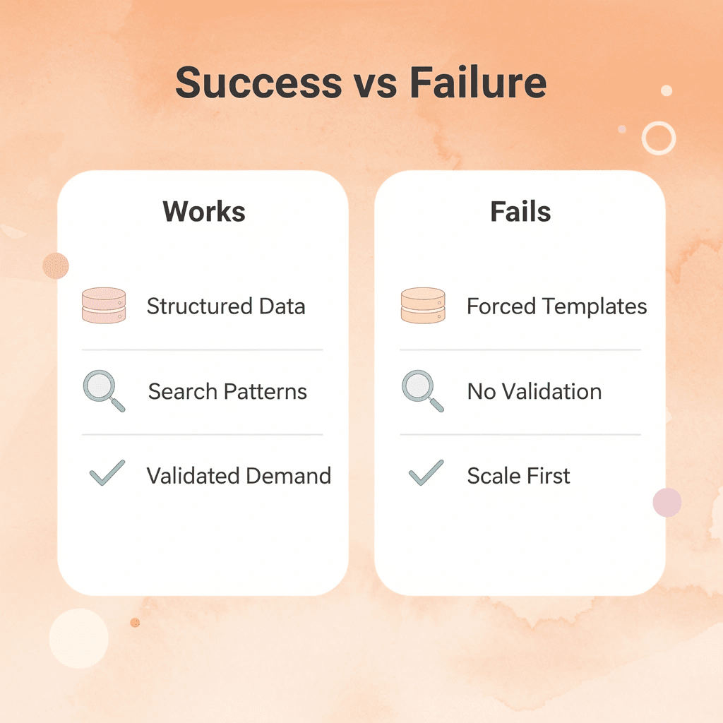 Comparison showing what makes programmatic SEO work versus fail - Programmatic SEO