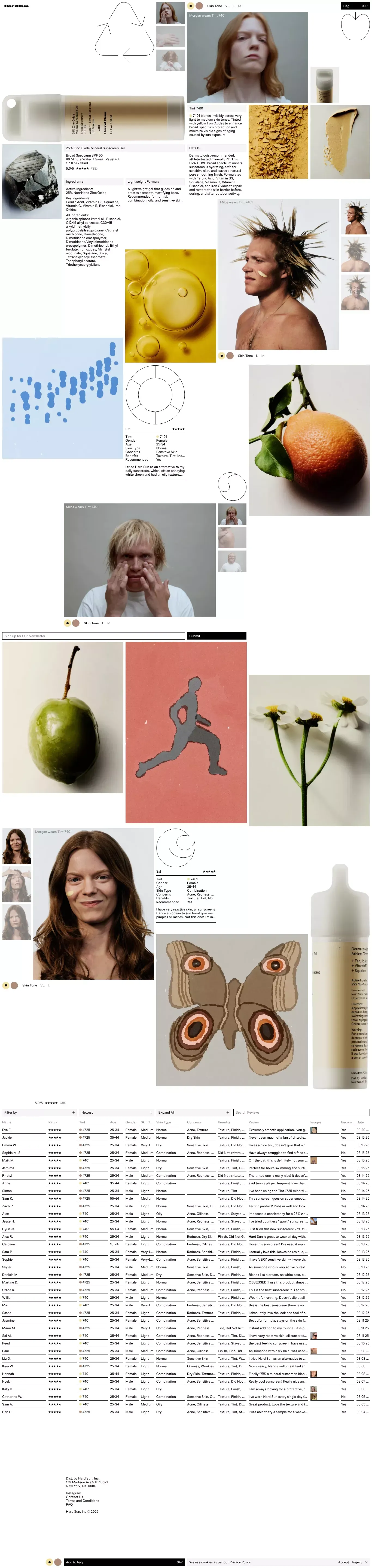 Hard Sun ecommerce page screenshot showcasing Beauty and Ecommerce design