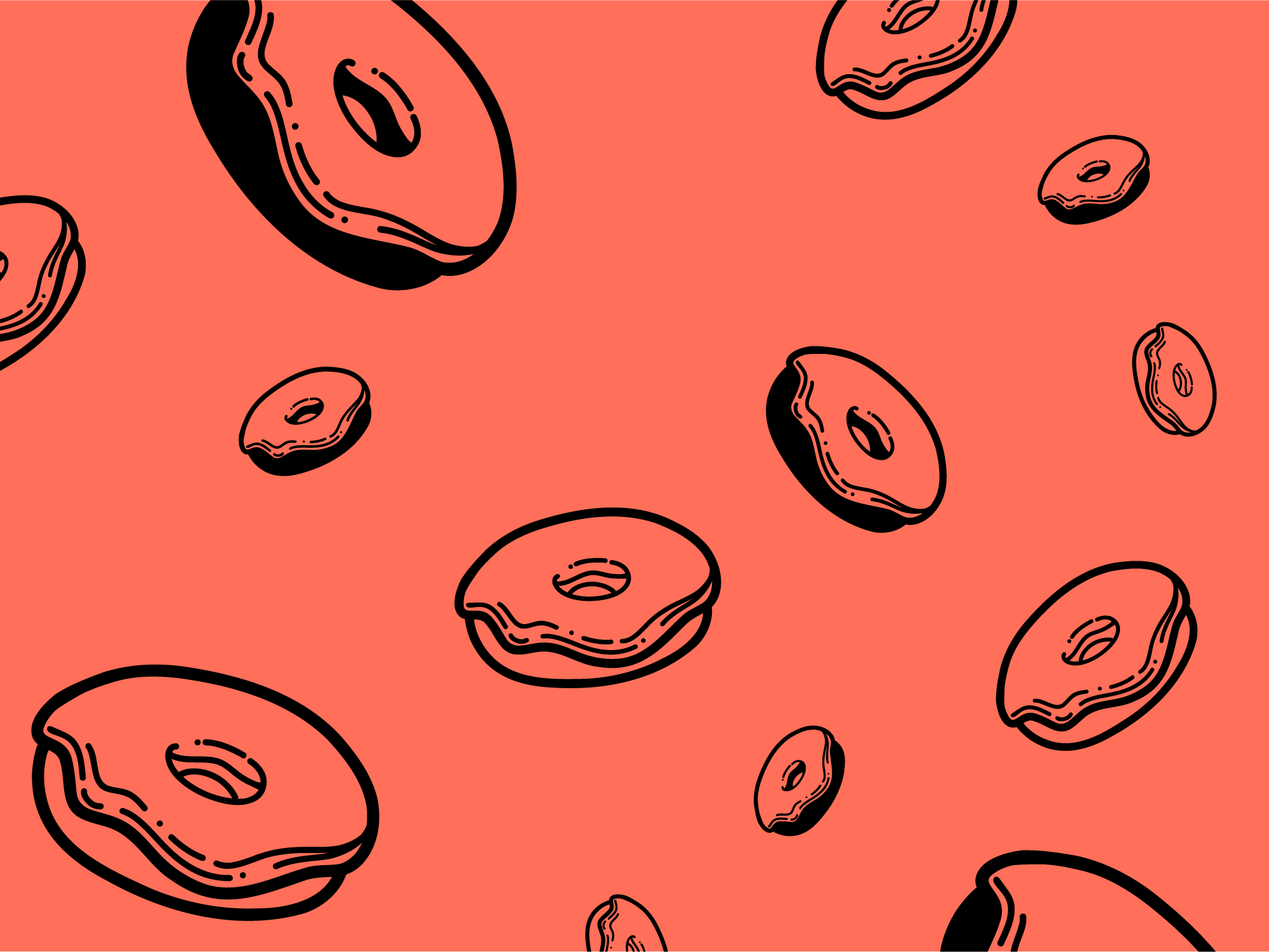 The Hub. Brand design project pattern of donuts.