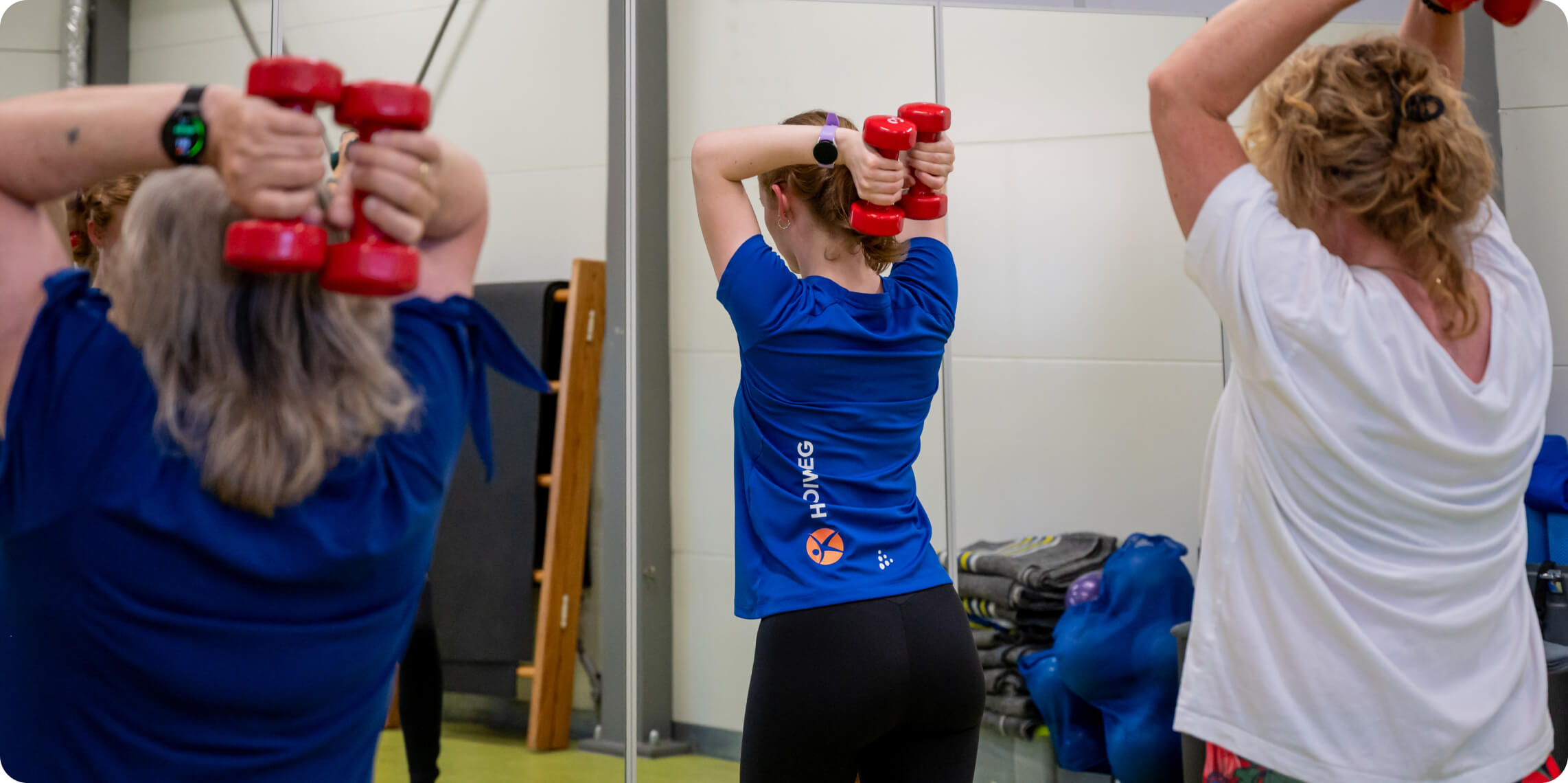 A group of women training their arms