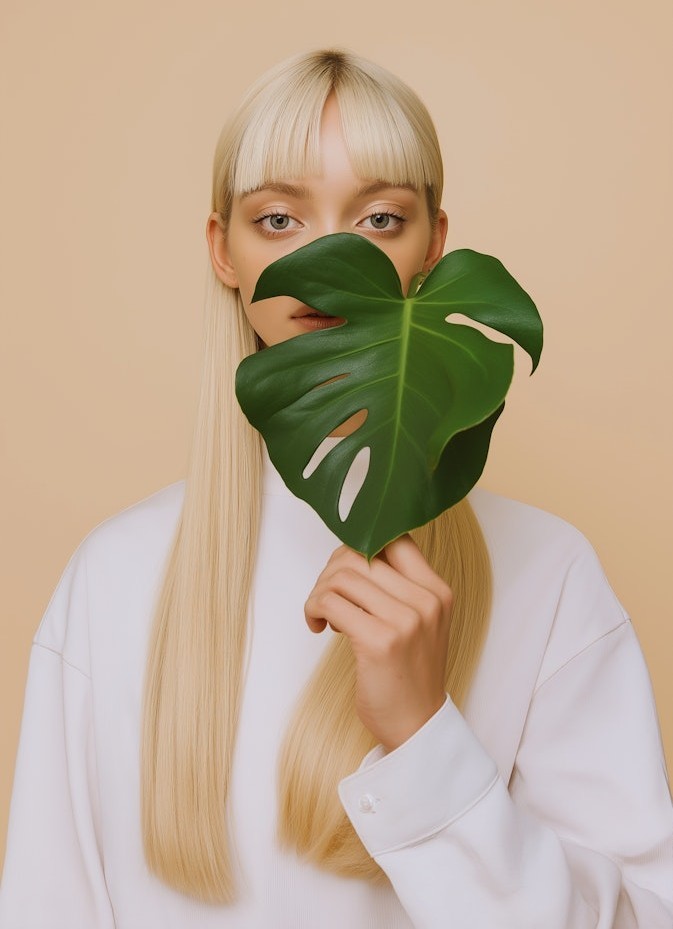 Woman portrait with leaf