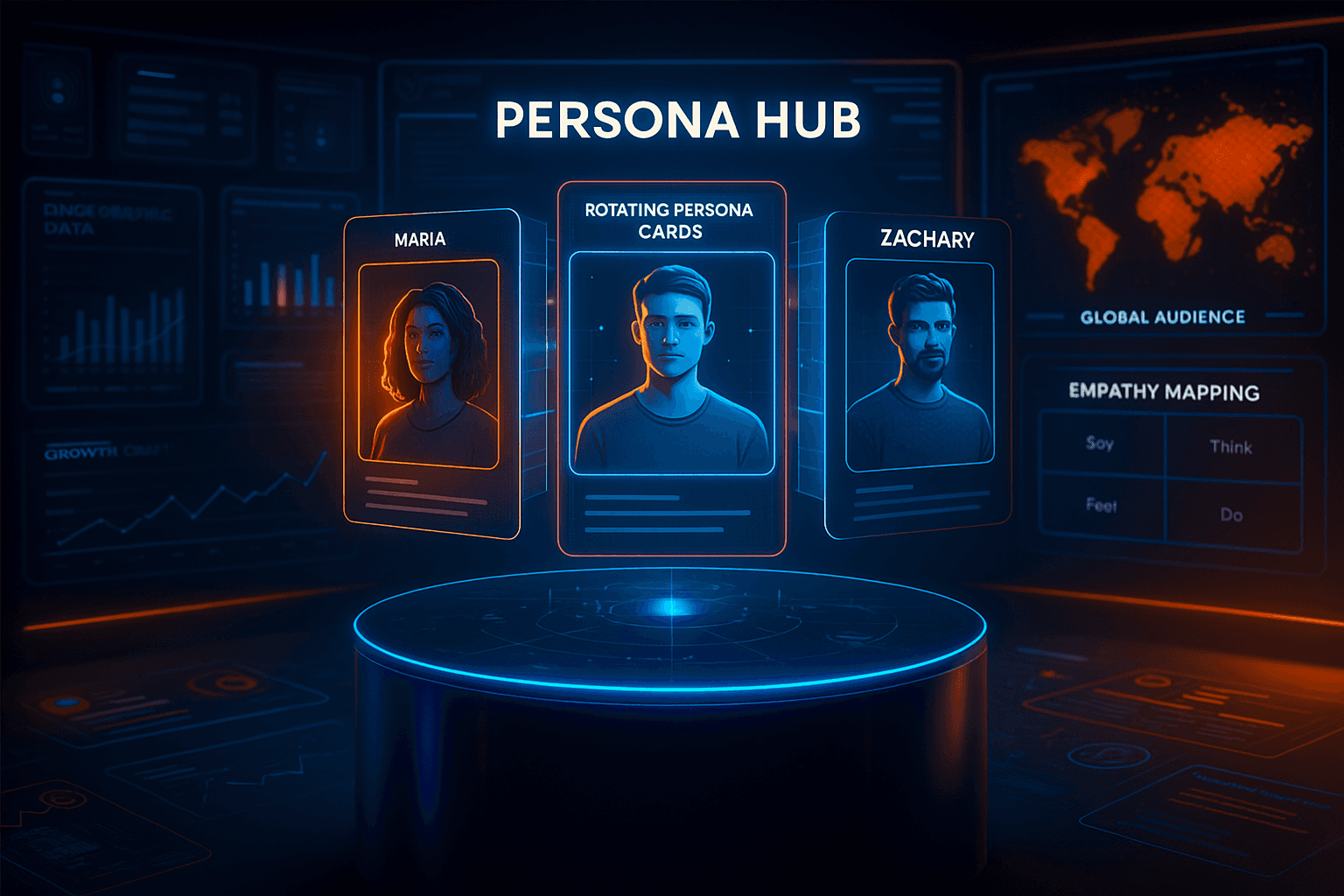 Synthetic user personas dashboard showing persona templates and archetype design