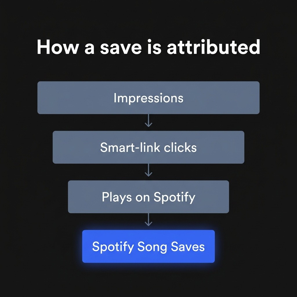 Funnel: Impressions to Smart-link clicks to Plays to Spotify Song Saves