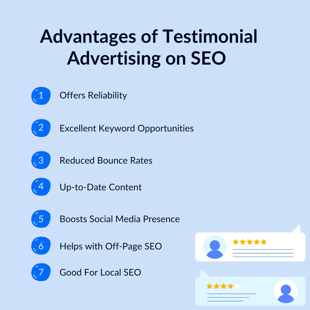An infographic explaining the advantages of testimonial advertising