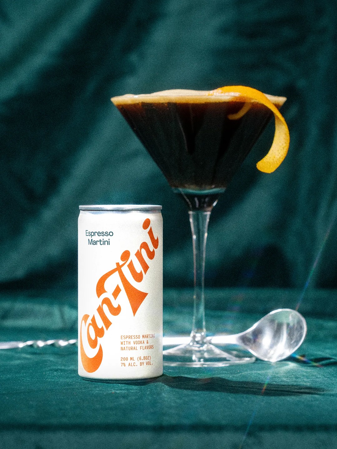 Abstract streaks of orange and blue light