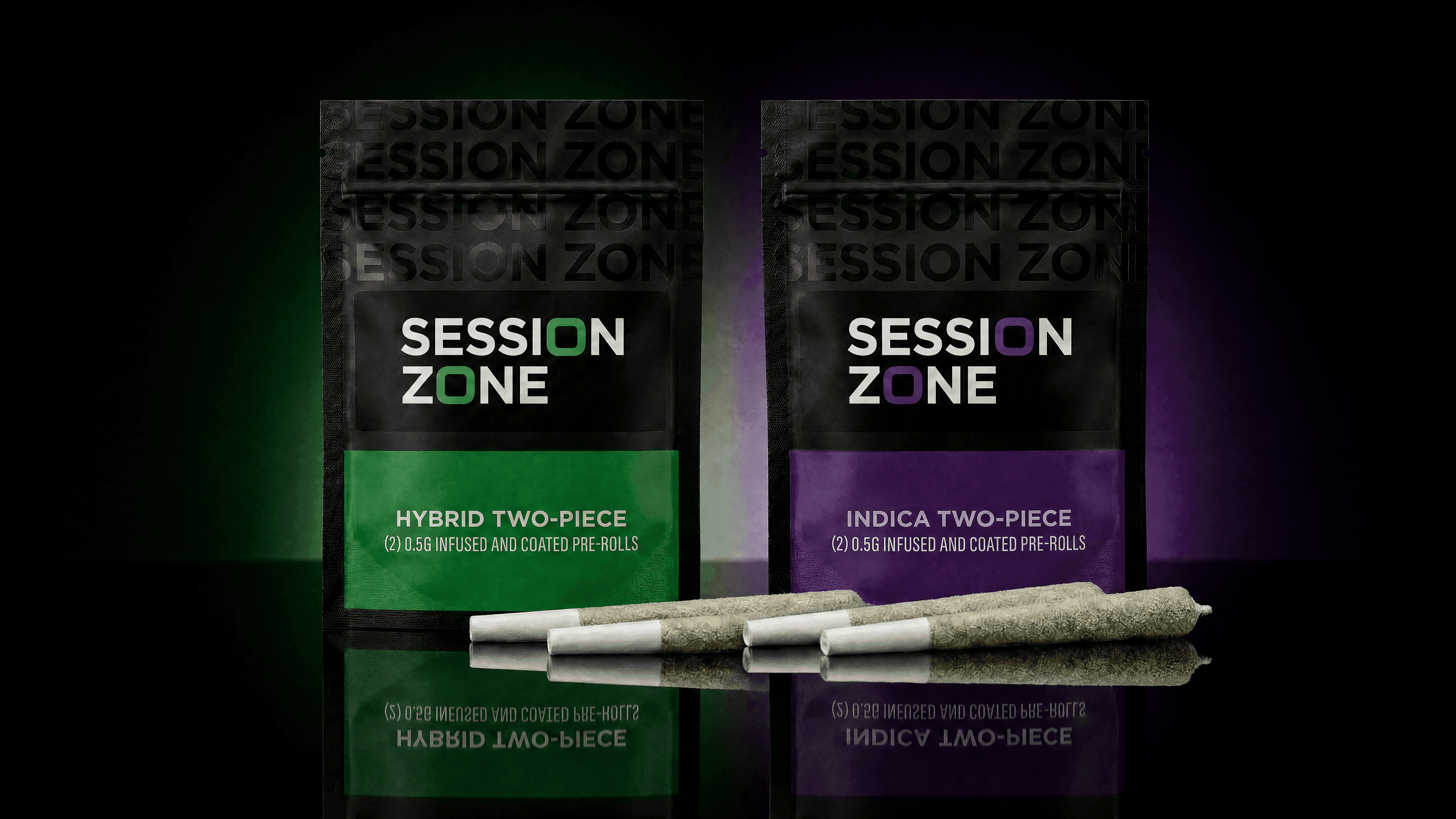 Session Zone cannabis pre-roll lineup featuring Hybrid and Indica infused pre-rolls for cannabis consumers in California and Ohio