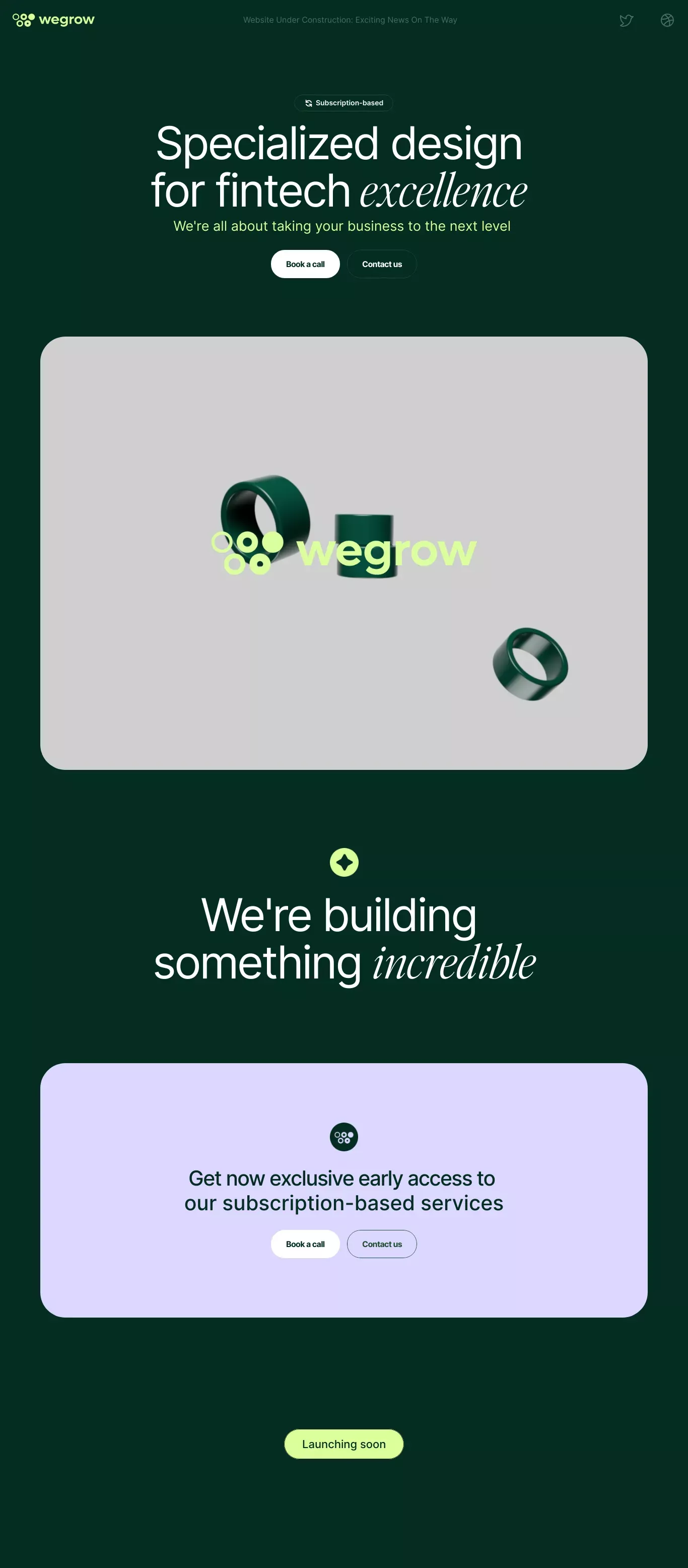 Wegrow portfolio page screenshot showcasing Design and Tech design