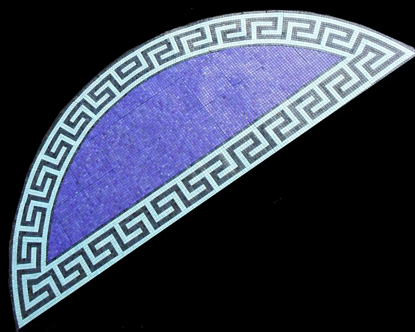 Greek style pool mosaic border with intricate key and Roman motifs. Perfect for elegant outdoor pool.