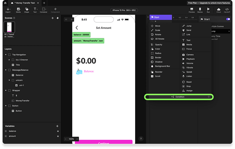 Using conditions in ProtoPie