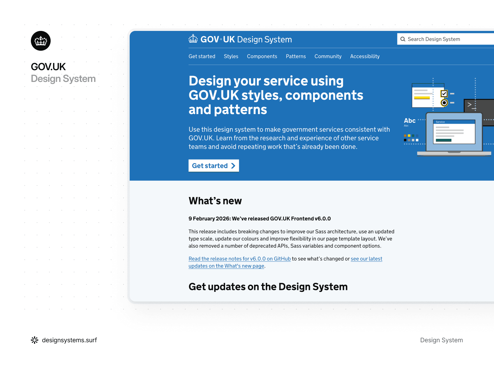 Government GOV.UK design system example as one of the best UI kits