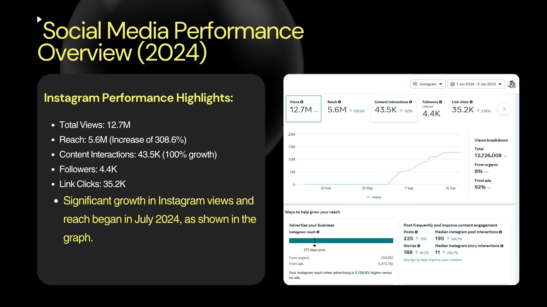 Instagram performance dashboard — 2024