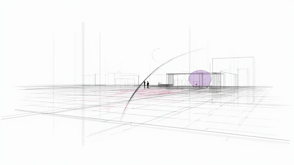 Architectural drawing in Revit showing a building's framework