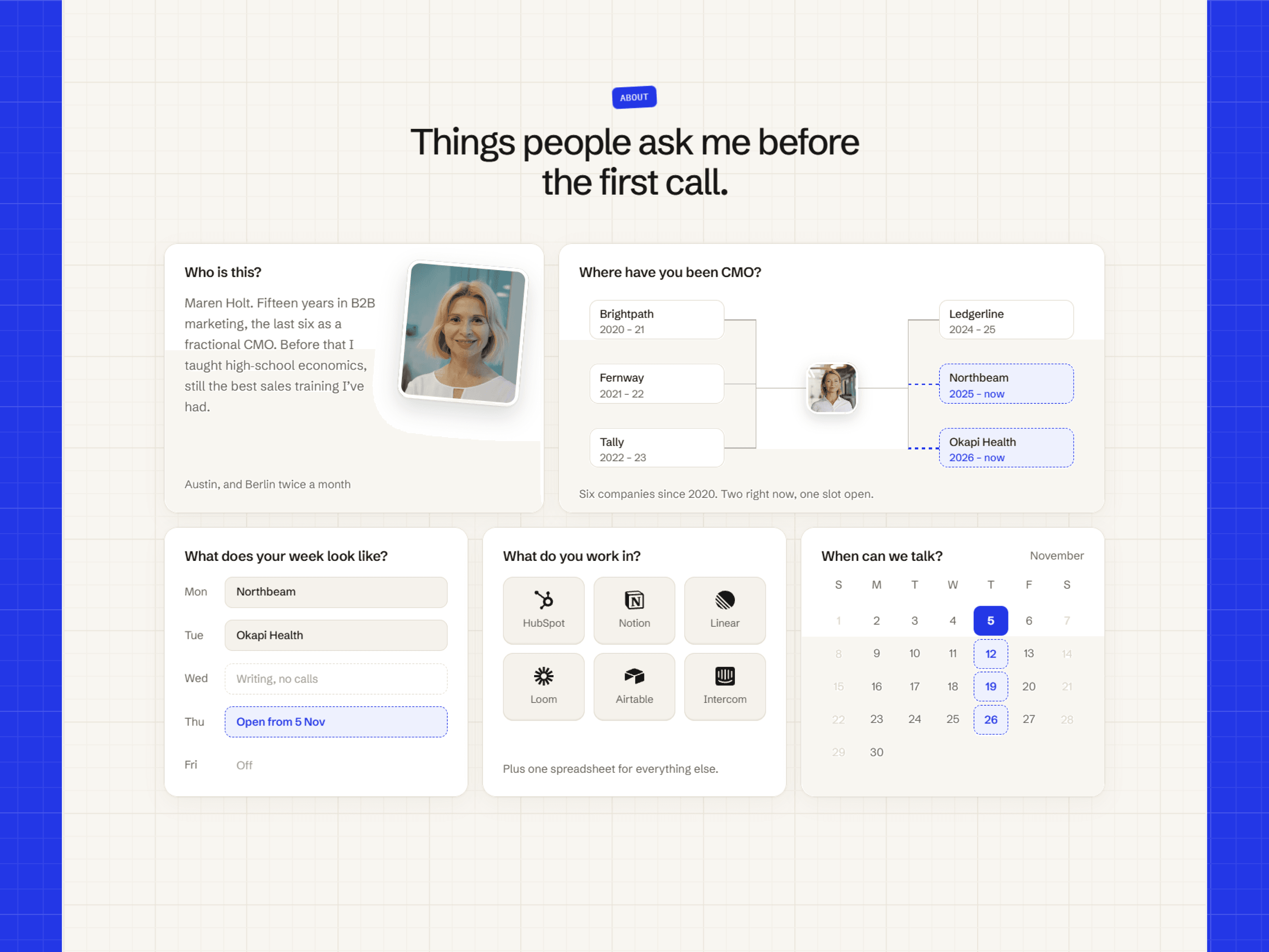 Maren Holt template, screen 2